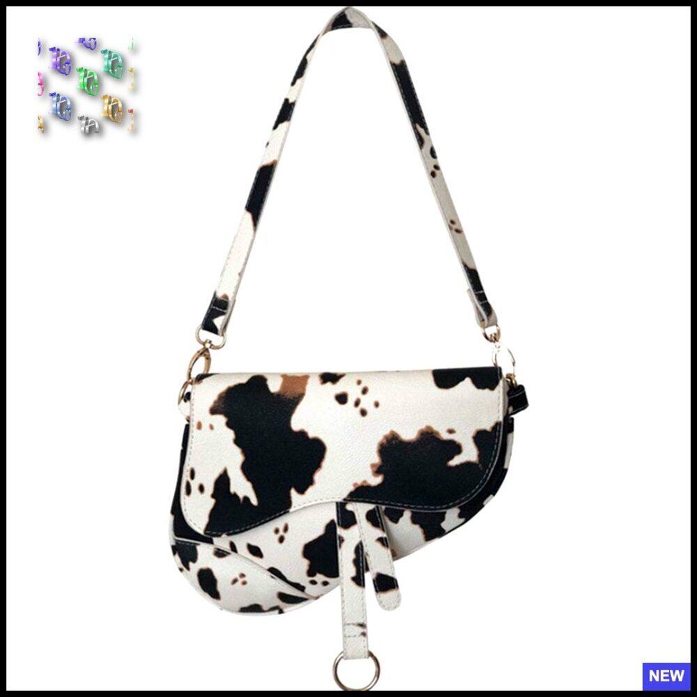 Faux Leather Saddle Shoulder Bag Satchel Crossbody Clutch Chic Minimal